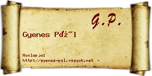 Gyenes Pál névjegykártya